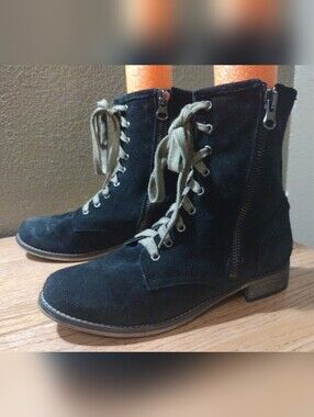 MTNG Originals Size 41 (USW Size 10 - 10.5) Black Suede Combat Boots Zip (Spain)